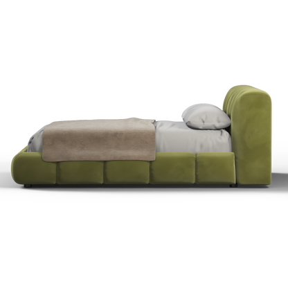 Fluffy Upholstered Bed Frame in Textured Bouclé