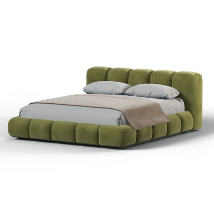 Fluffy Upholstered Bed Frame in Textured Bouclé