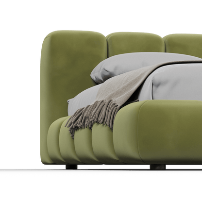 Fluffy Upholstered Bed Frame in Textured Bouclé