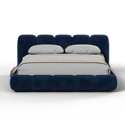 Fluffy Upholstered Bed Frame in Textured Bouclé
