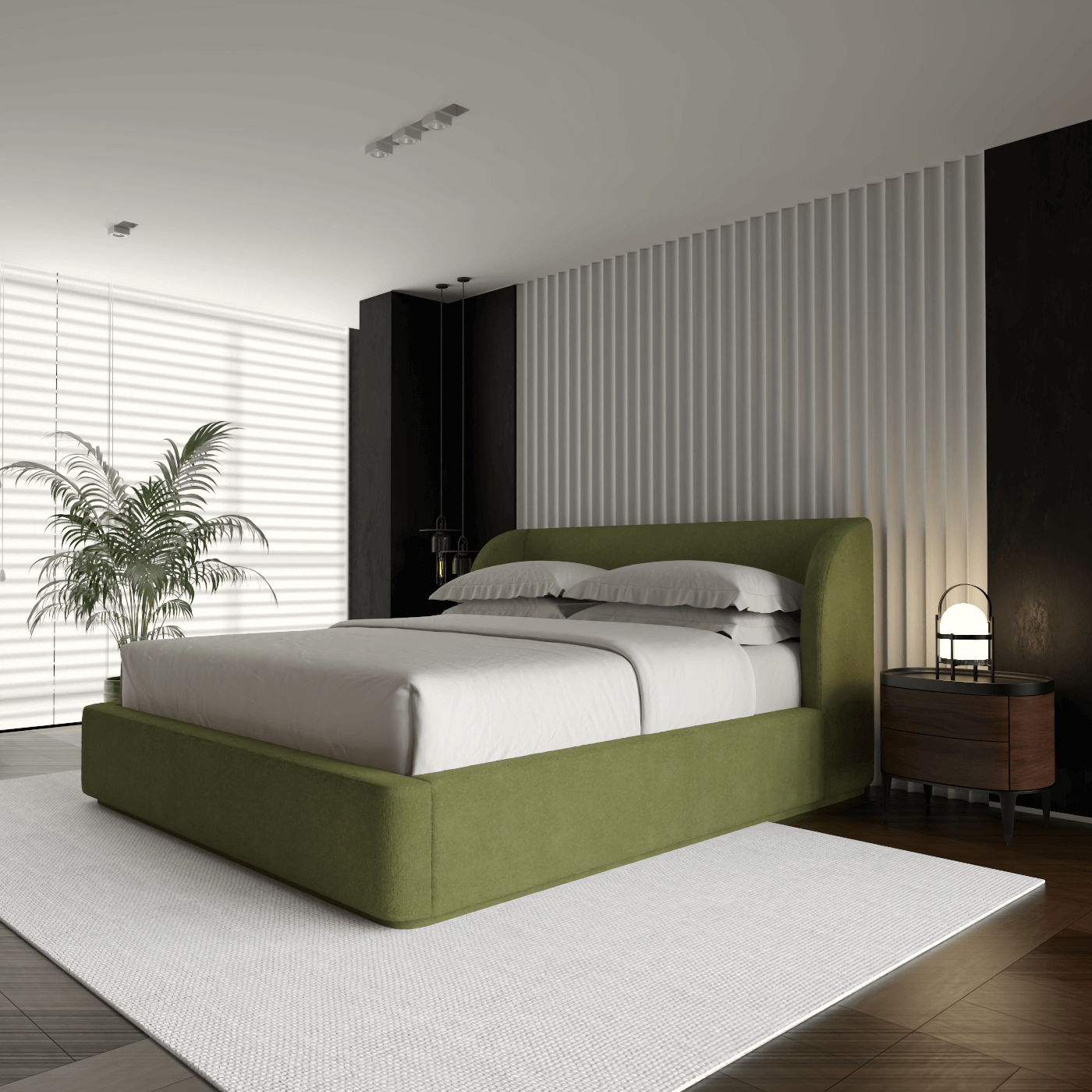 Giacomo Double Bed with Wide Panelled Headboard
