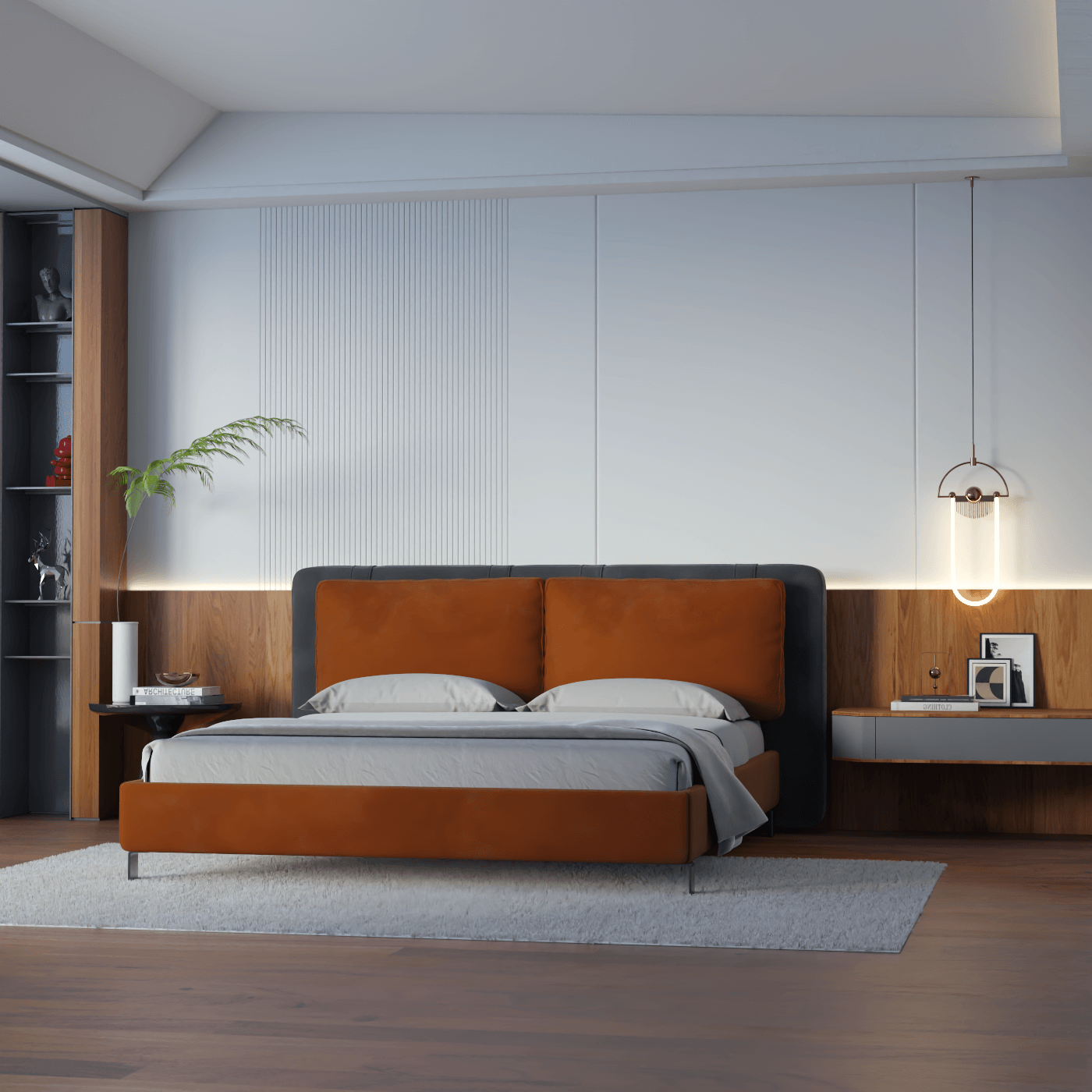Giovanna Double Bed with Elegant Headboard