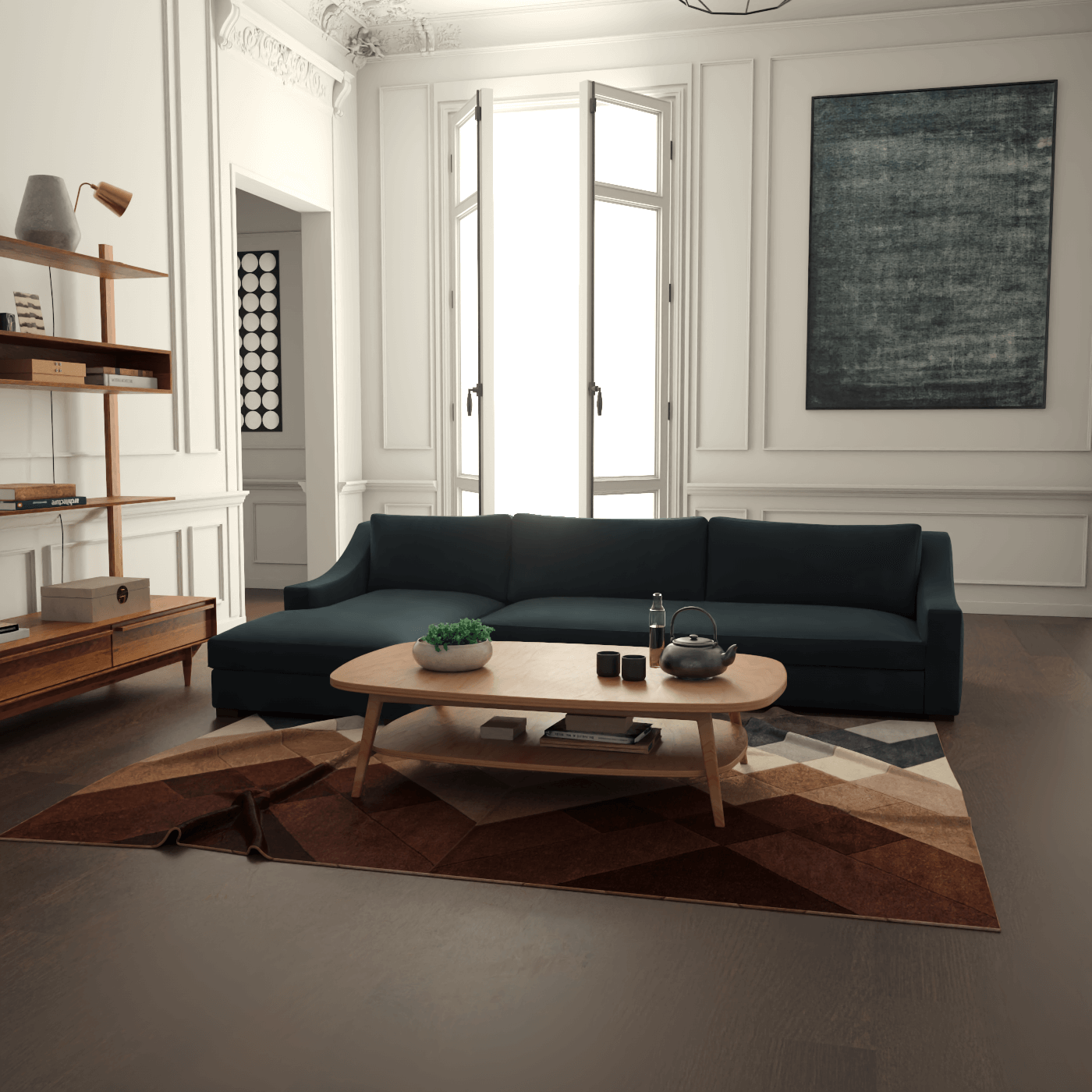 Louis Sectional Sofa — Low-Profile Modular Corner Layout
