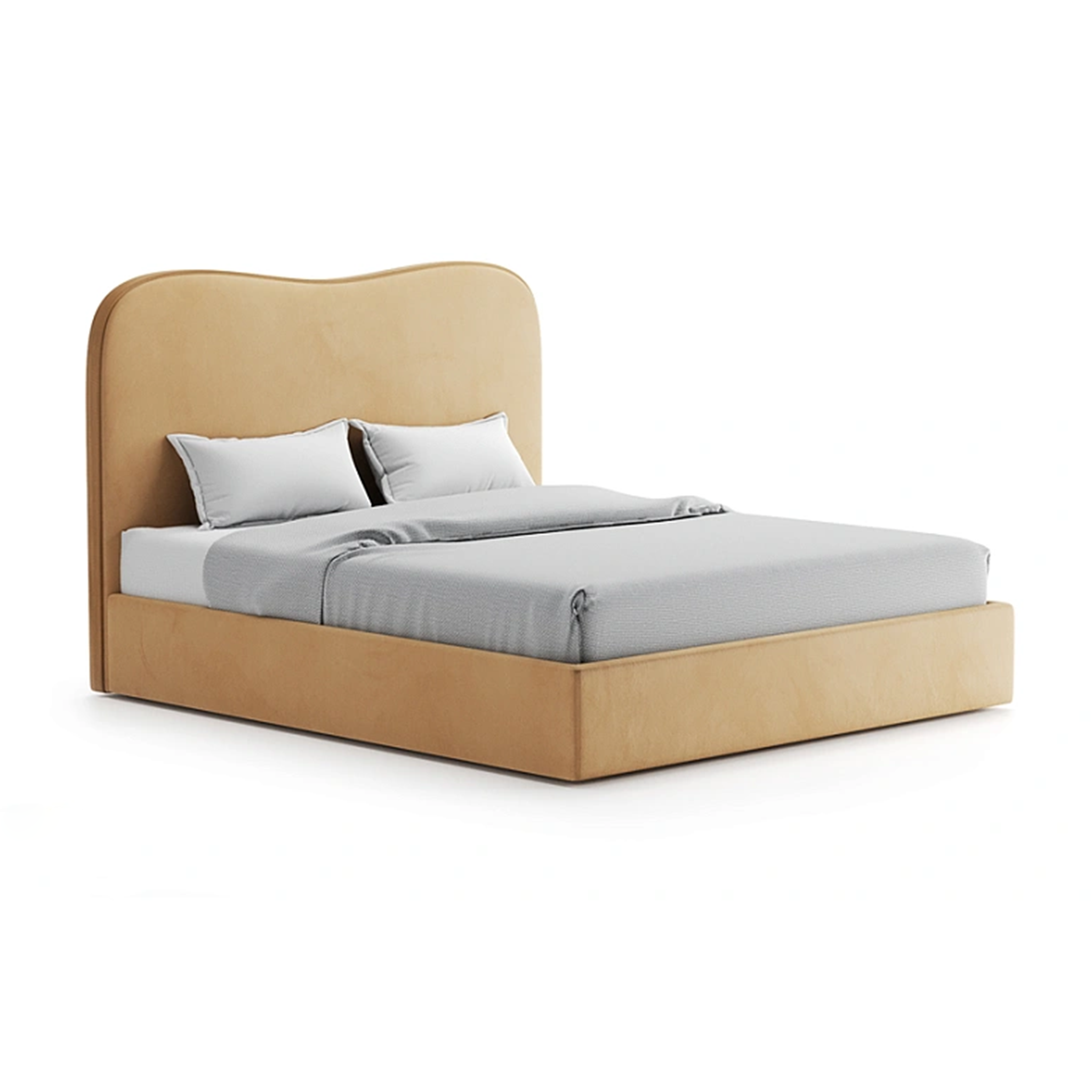 Wave Curved Bed — Light Tan Platform Bed