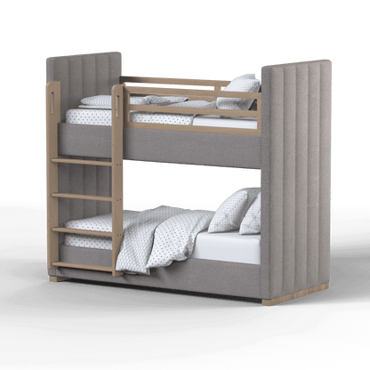Paolo Bunk Bed with Soft Upholstery and Beechwood Accents
