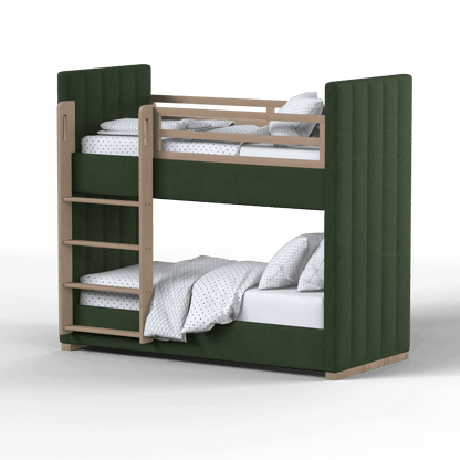 Paolo Bunk Bed with Soft Upholstery and Beechwood Accents