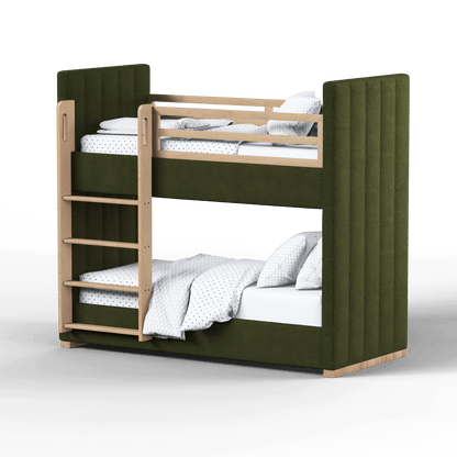 Paolo Bunk Bed with Soft Upholstery and Beechwood Accents