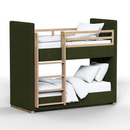 Paolo Bunk Bed with Soft Upholstery and Beechwood Accents