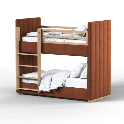Paolo Bunk Bed with Soft Upholstery and Beechwood Accents
