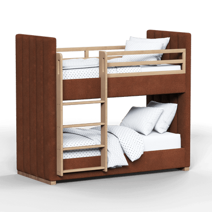 Paolo Bunk Bed with Soft Upholstery and Beechwood Accents