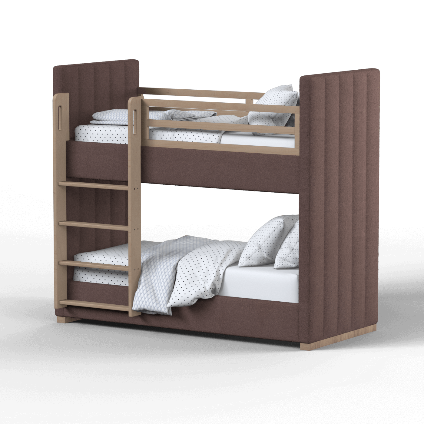 Paolo Bunk Bed with Soft Upholstery and Beechwood Accents
