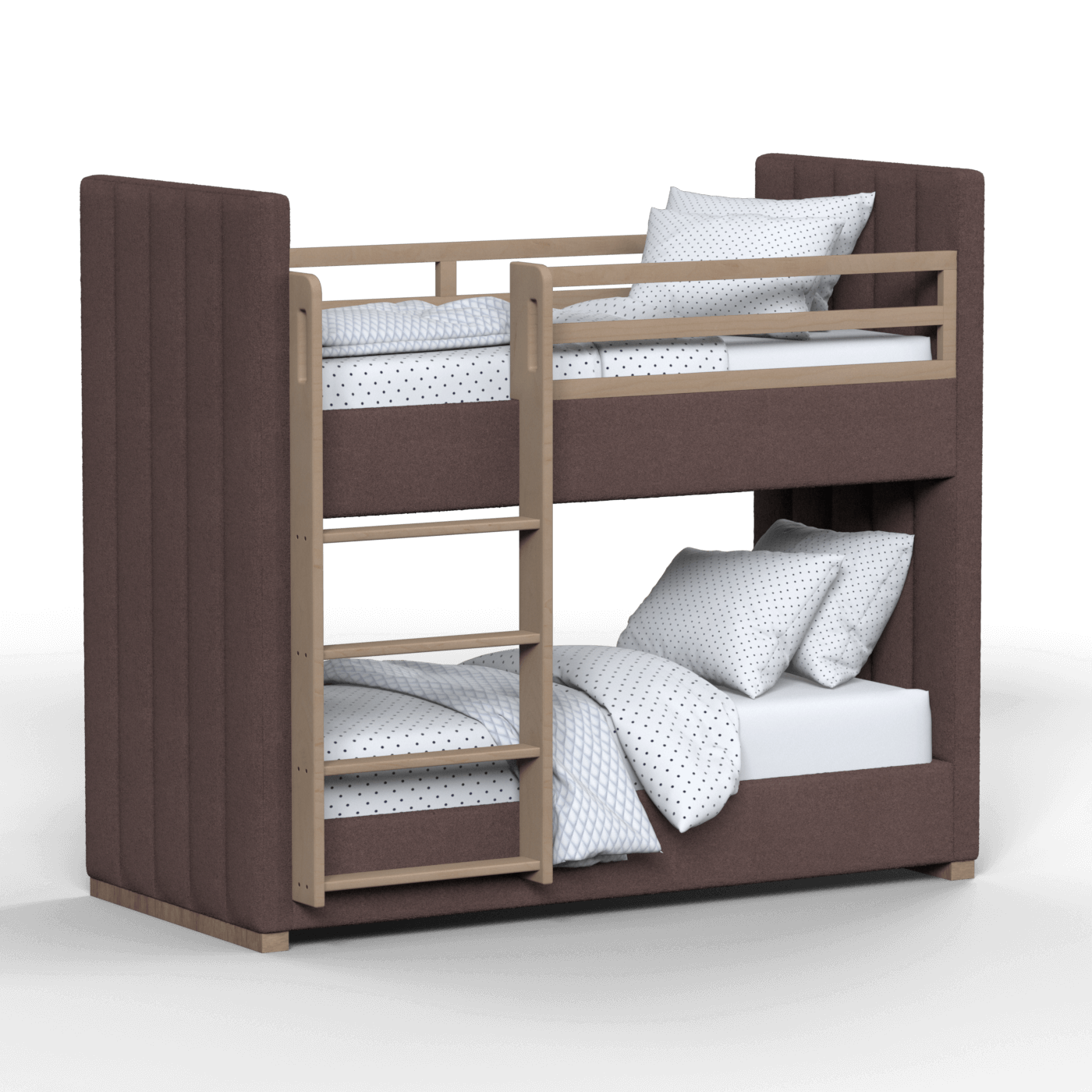 Paolo Bunk Bed with Soft Upholstery and Beechwood Accents