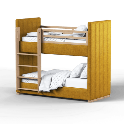 Paolo Bunk Bed with Soft Upholstery and Beechwood Accents