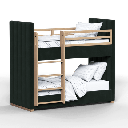 Paolo Bunk Bed with Soft Upholstery and Beechwood Accents