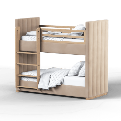 Paolo Bunk Bed with Soft Upholstery and Beechwood Accents