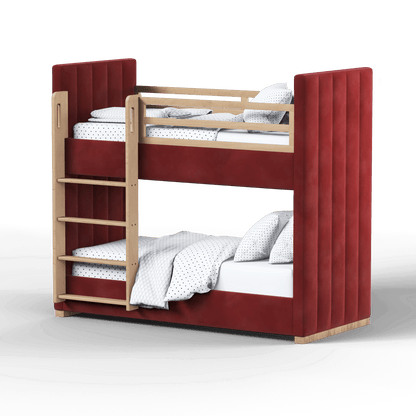Paolo Bunk Bed with Soft Upholstery and Beechwood Accents
