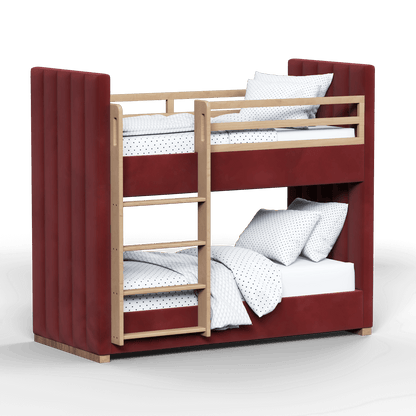 Paolo Bunk Bed with Soft Upholstery and Beechwood Accents