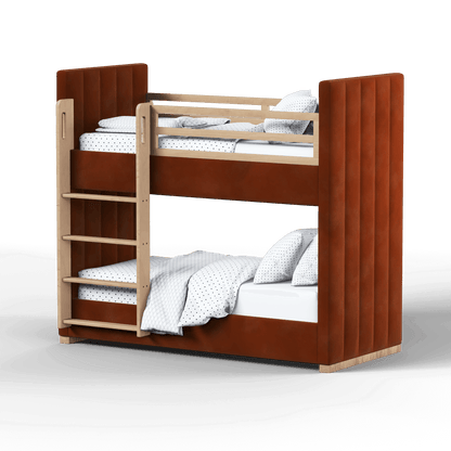 Paolo Bunk Bed with Soft Upholstery and Beechwood Accents