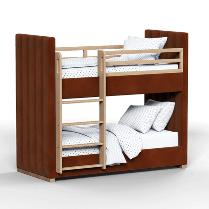 Paolo Bunk Bed with Soft Upholstery and Beechwood Accents