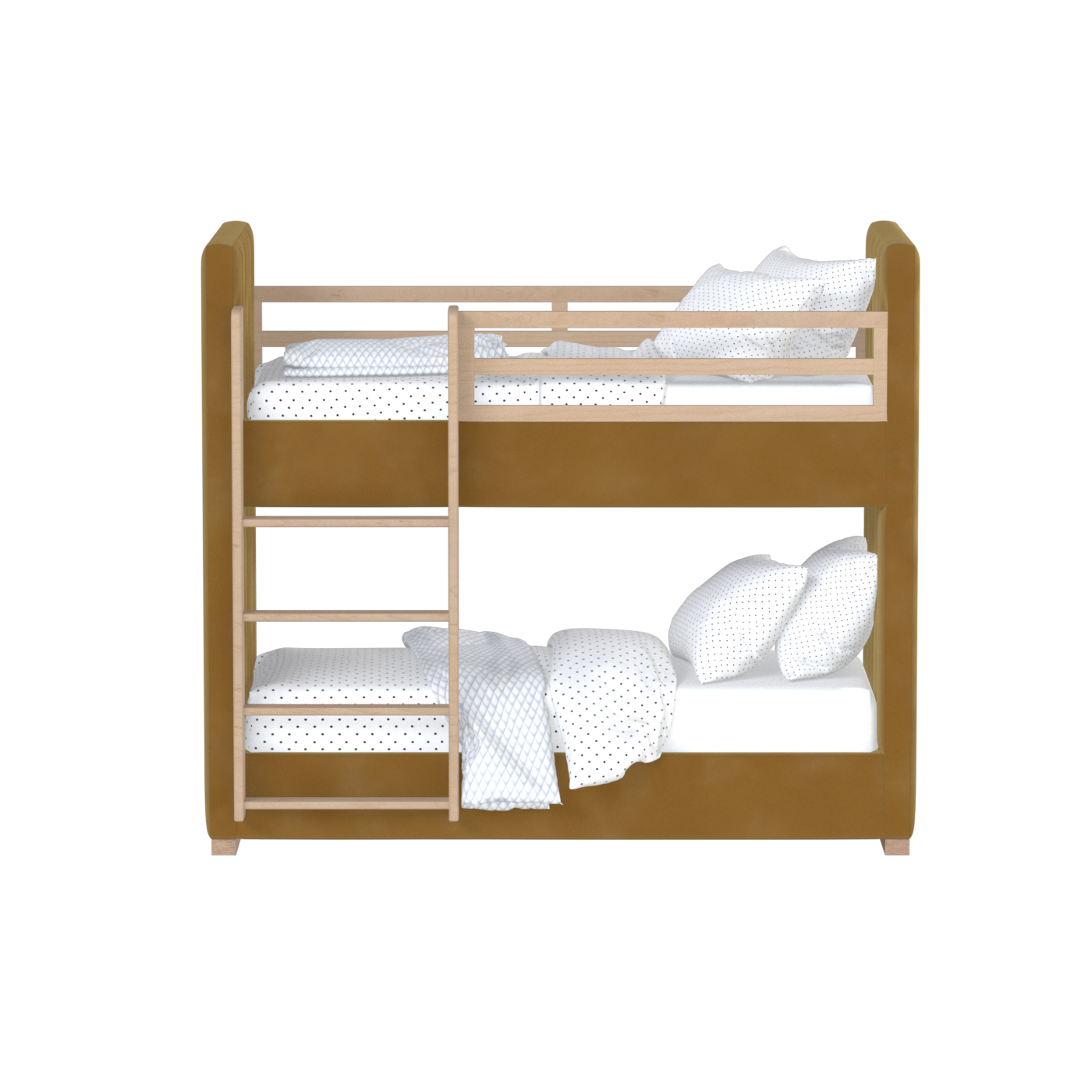 Paolo Bunk Bed with Soft Upholstery and Beechwood Accents
