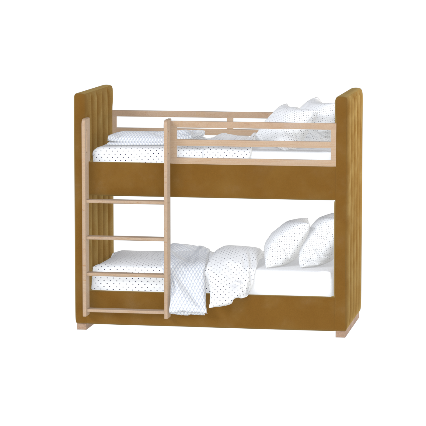 Paolo Bunk Bed with Soft Upholstery and Beechwood Accents