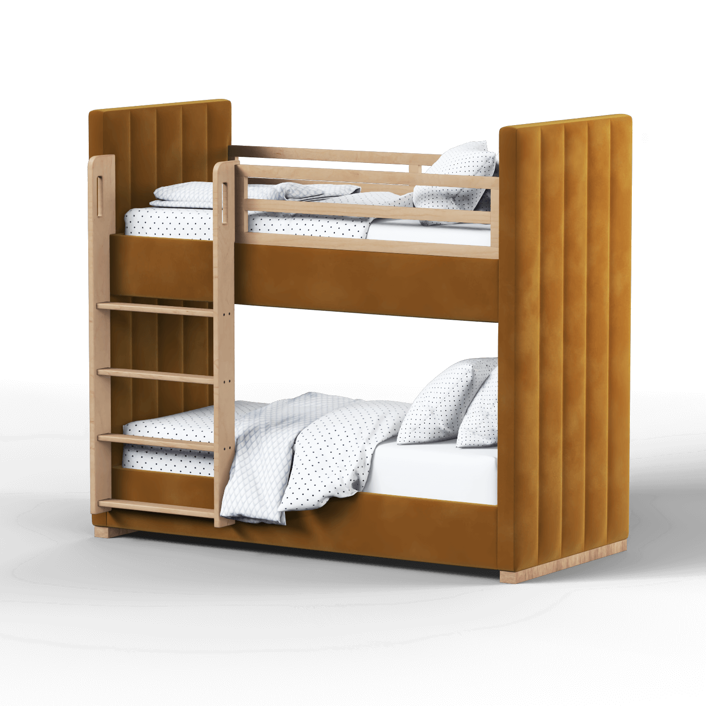 Paolo Bunk Bed with Soft Upholstery and Beechwood Accents