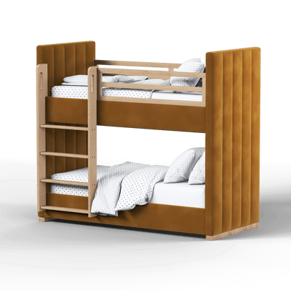 Paolo Bunk Bed with Soft Upholstery and Beechwood Accents