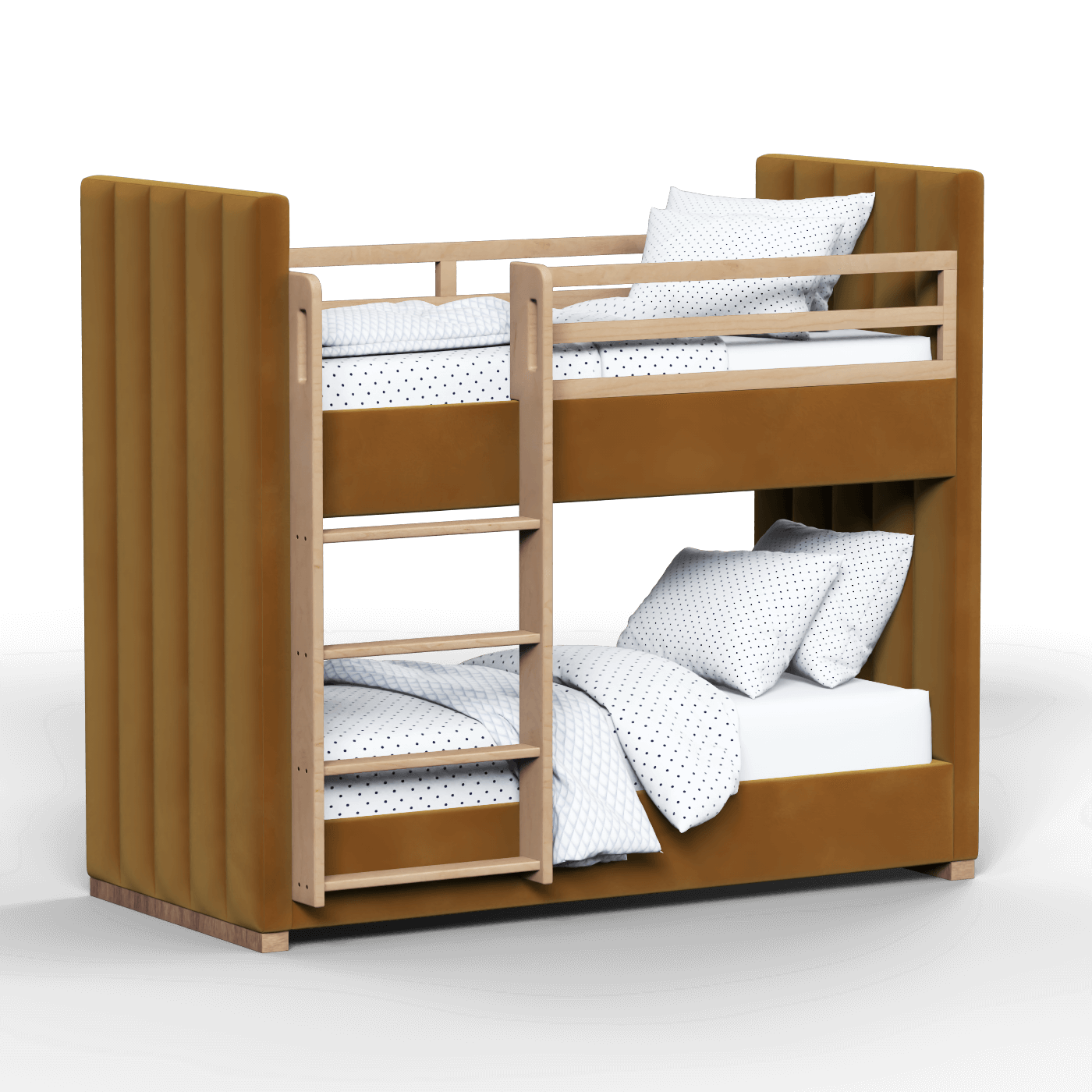 Paolo Bunk Bed with Soft Upholstery and Beechwood Accents