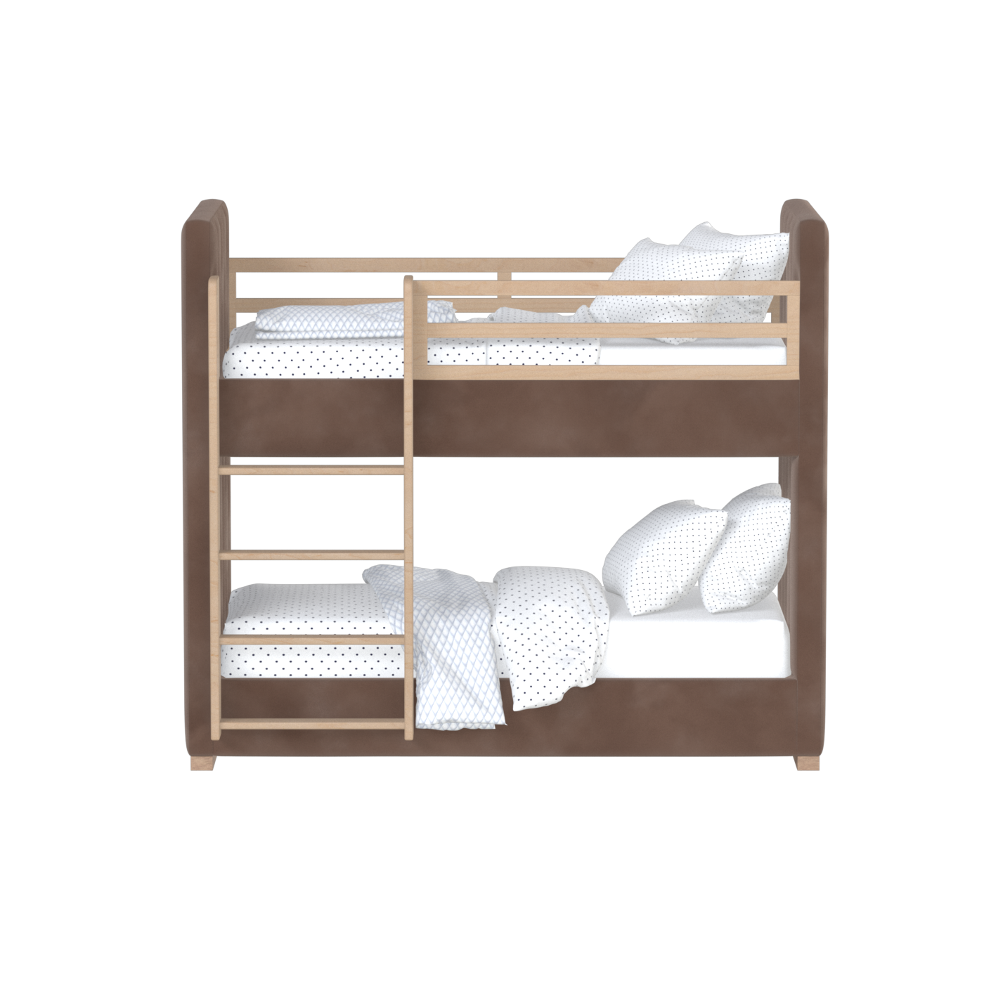 Paolo Bunk Bed with Soft Upholstery and Beechwood Accents