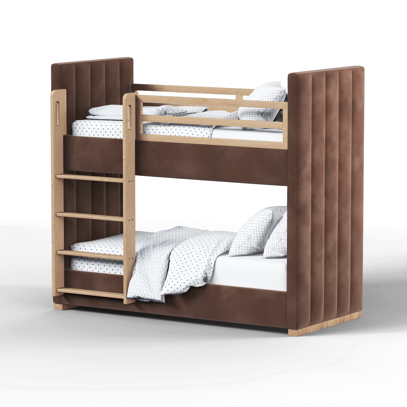 Paolo Bunk Bed with Soft Upholstery and Beechwood Accents