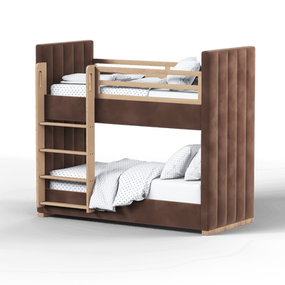Paolo Bunk Bed with Soft Upholstery and Beechwood Accents