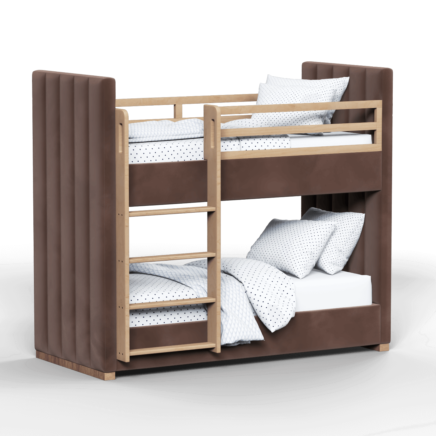 Paolo Bunk Bed with Soft Upholstery and Beechwood Accents