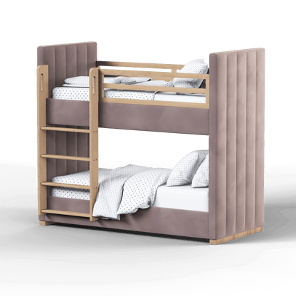 Paolo Bunk Bed with Soft Upholstery and Beechwood Accents