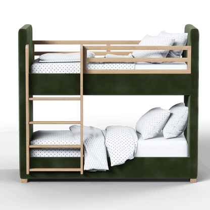 Paolo Bunk Bed with Soft Upholstery and Beechwood Accents