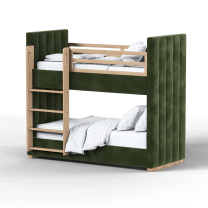 Paolo Bunk Bed with Soft Upholstery and Beechwood Accents