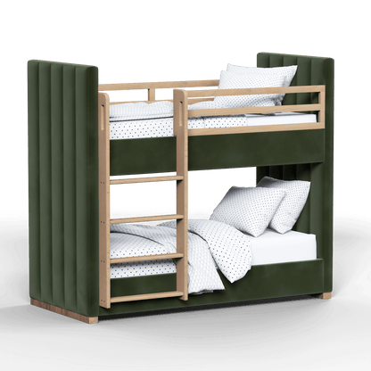 Paolo Bunk Bed with Soft Upholstery and Beechwood Accents