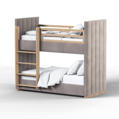 Paolo Bunk Bed with Soft Upholstery and Beechwood Accents