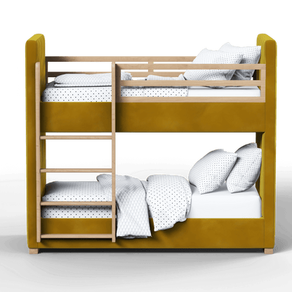 Paolo Bunk Bed with Soft Upholstery and Beechwood Accents