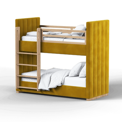 Paolo Bunk Bed with Soft Upholstery and Beechwood Accents
