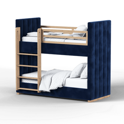 Paolo Bunk Bed with Soft Upholstery and Beechwood Accents