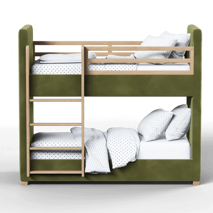 Paolo Bunk Bed with Soft Upholstery and Beechwood Accents