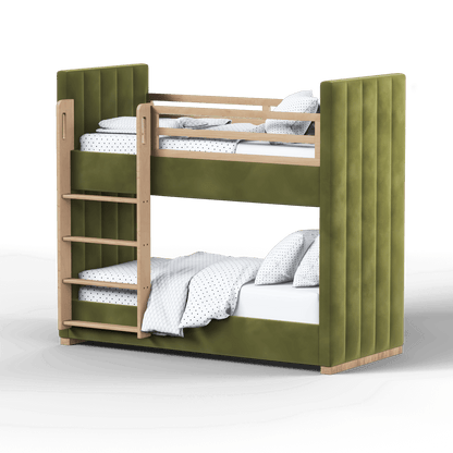 Paolo Bunk Bed with Soft Upholstery and Beechwood Accents