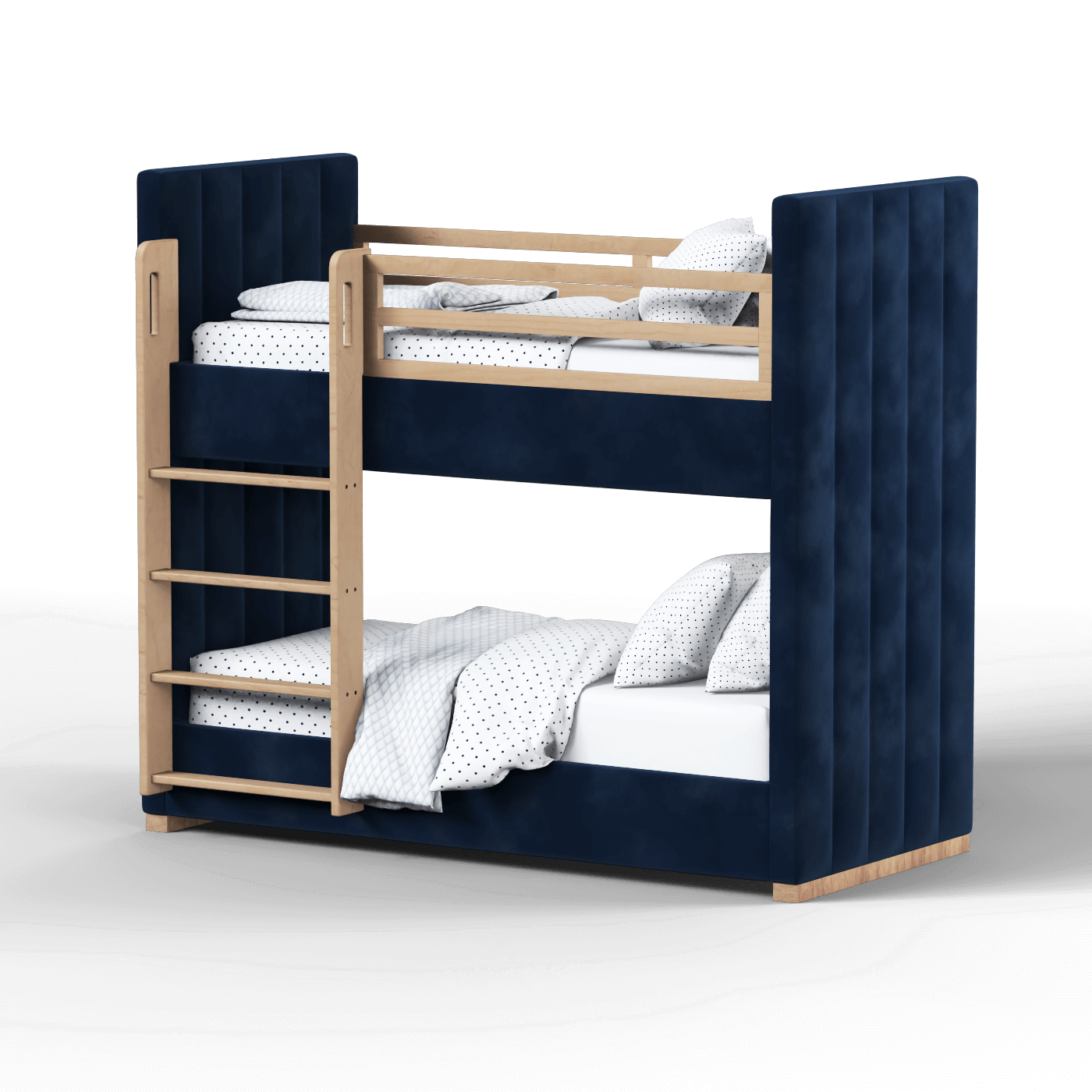 Paolo Bunk Bed with Soft Upholstery and Beechwood Accents
