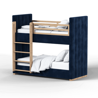 Paolo Bunk Bed with Soft Upholstery and Beechwood Accents